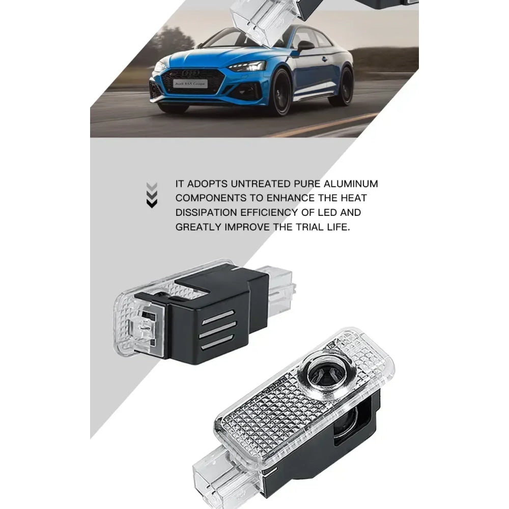 2PCS LED Car Door Welcome Logo Light Projector Lamp For Audi Sline S3 S4 S5 S6 S7 RS Quattro Q7 Q5 Q3 A4 B8 8P A3 A6 C7 A5 A6