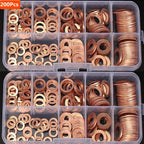 Juego de tuercas y pernos de junta de arandela de cobre, Kit surtido de sellos de anillo plano con caja //M8/M10/M12/M14 para tapones de sumidero, 100/200 Uds.