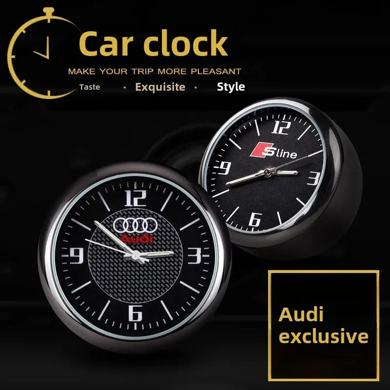 1pc Car Mini Clock Quartz Clock  Night For Audi  Sline A3 A4 A5 A6 A6L A7 A8 Q3 Q5 Q7 S3 S4 S5 RS3 Sticker