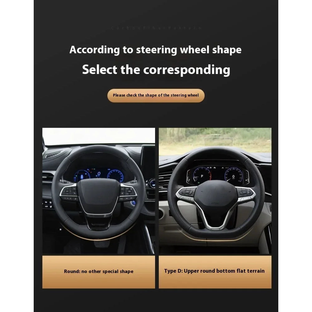 For Ford Mondeo Focus Raptor Puma Edge Explorer Ecosport Ranger F150 Kuga Car AntiSlip Carbon Fiber Leather Steering Wheel Cover