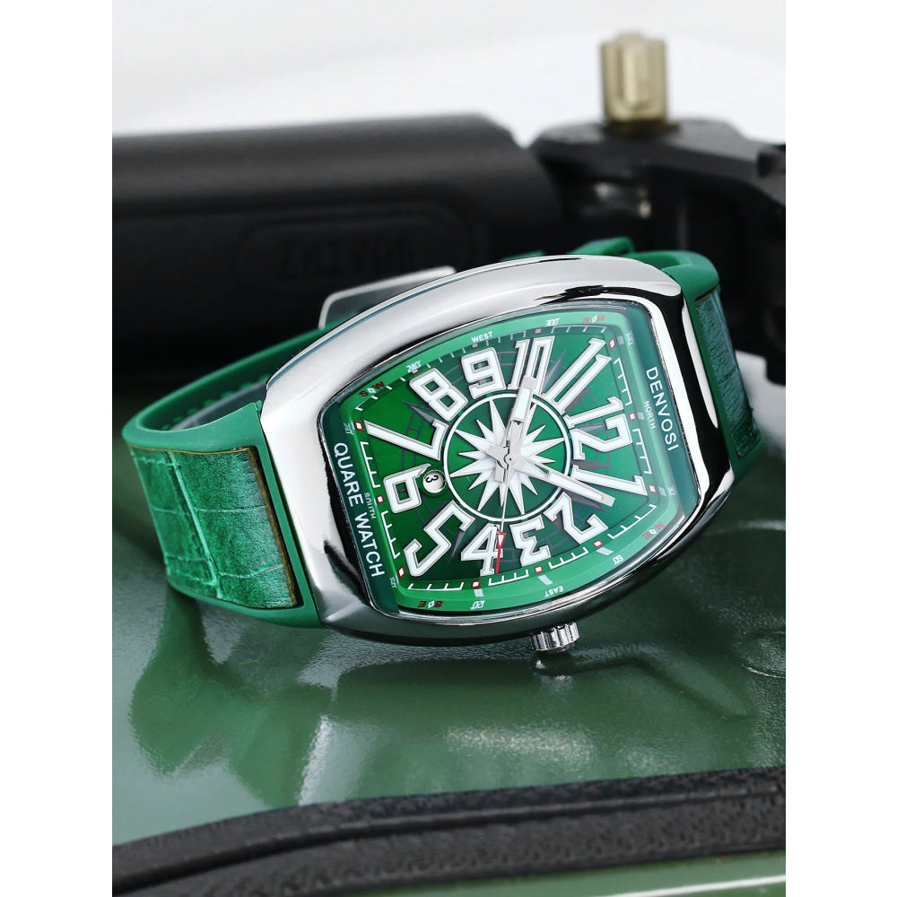 DENVOSI Men's Barrel shaped Watch, Luxury Fluorescent Silicone Strap, Men's Fashion, Leisure, Sports Quartz Watch