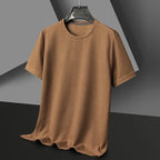 Nueva camiseta de manga corta con cuello redondo y gofres de verano para hombre, Top de manga corta