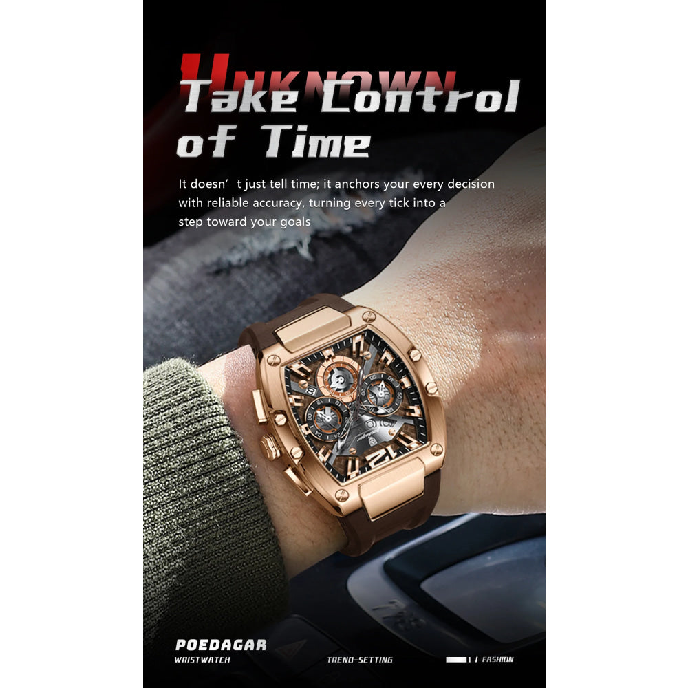 POEDAGAR Fashion Military Men's Watches Luminous Waterproof Date Sports Male Clock Chronograph Silicone Quartz Luxury Wristwatch