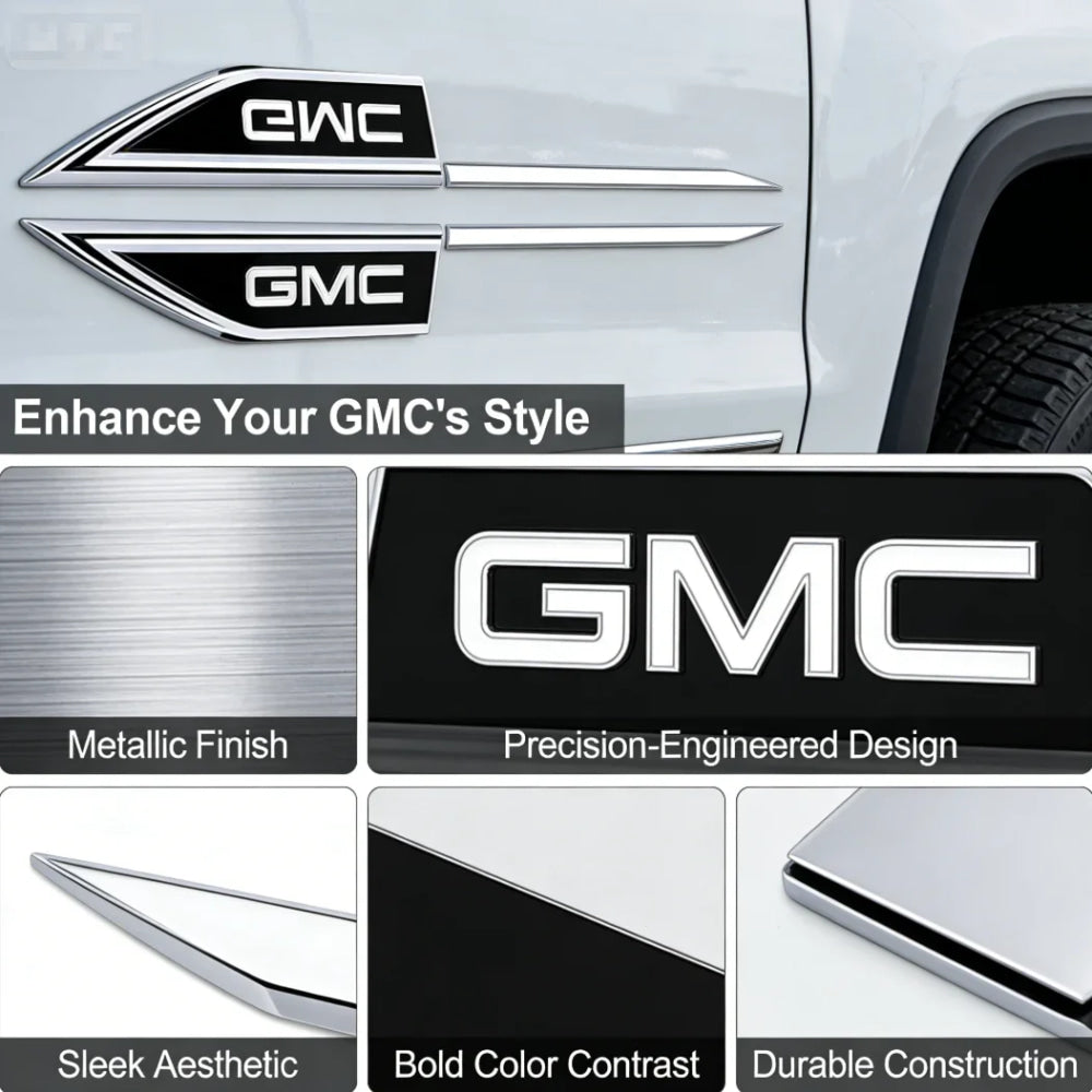 2pcs Car Blade Shape Side Fender Logo Badge Emblem Sticker For GMC Terrain Sierra ornament 1500 Yukon Acadia Savana