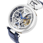 High-End Waterproof Automatic Mechanical Watch with Genuine Leather Strap And Stainless Steel Transparent Back Cover