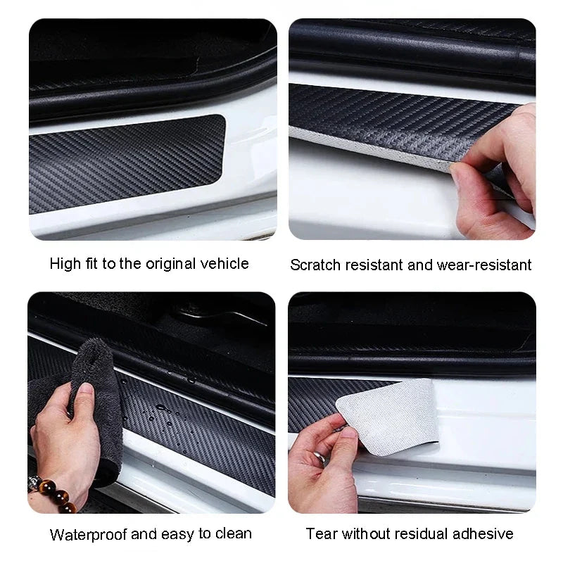 1/4/5Pcs Car Door Sill Scuff Plate Decor Carbon Fiber Stickers For Ford ST Line Focus Fiesta Shelby Edge Mondeo Explorer Transit