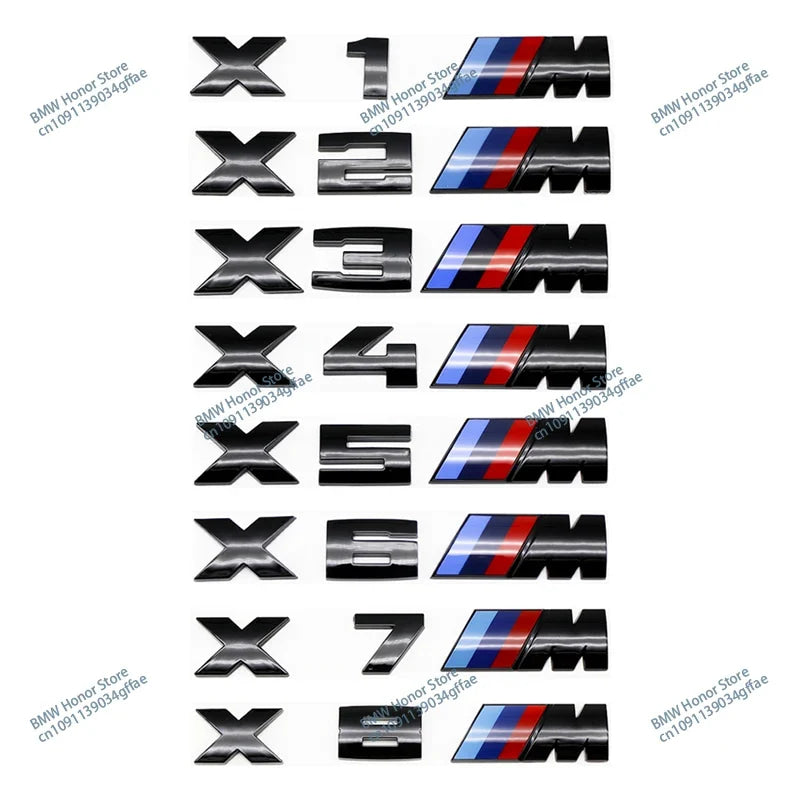3D ABS For BMW M Logo X1 X2 X3 X4 X5 X6 X7 E84 E83 F39 F48 G01 Car Letter Rear Trunk Bumper Emblem Sticker Decal Badge Styling