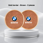 2Pcs Leather Car Coaster Anti-slip Mat Cup Holder Pad For BMW X1 X2 X3 X4 X5 X6 X7 1 3 5 6 7 Series E60 E90 E70 G20 G30 G7