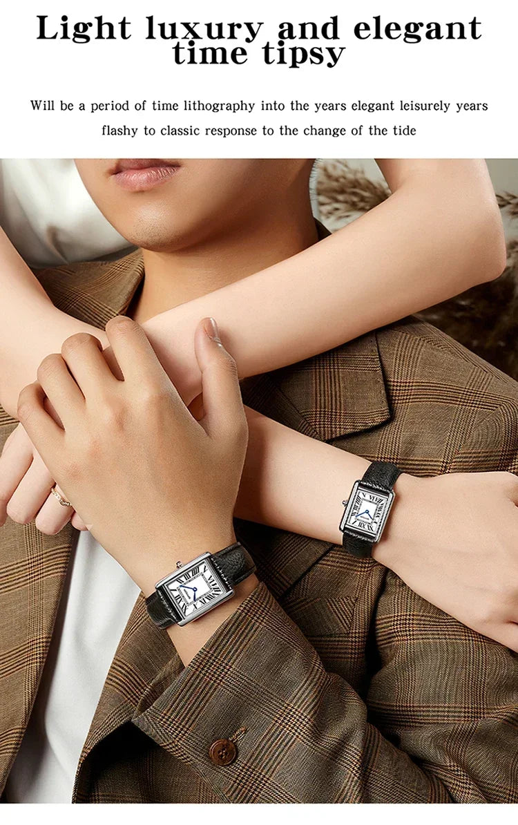 SANDA 9031/1108 Resistant Leather Strap Square Dial Waterproof Sport Casual Women Men Quartz Watches Reloj Luxury Couple Watch