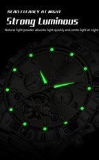 POEDAGAR Luxury Men Wristwatch Hollow Tourbillon Luminous Date Week Man Clock Automatic Mechanical Stainless Steel Men's Watches