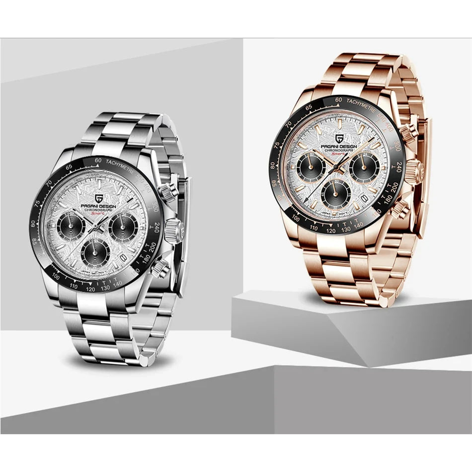 40mm New V2 PAGANI DESIGN Classic fashion Men Quartz Watches Sapphire Retro Chronograph Stainless Steel Waterproof Watch for Men