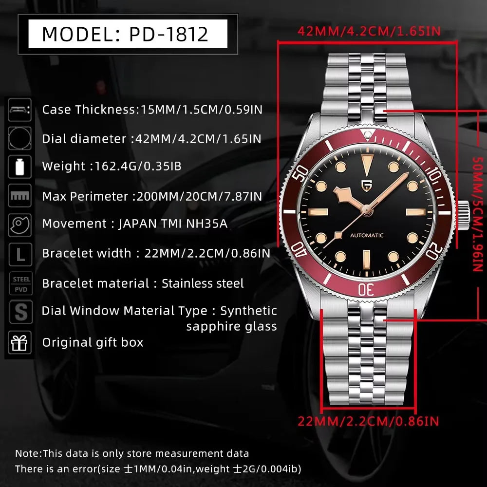 PAGANI DESIGN BB58 Retro Mens Watches 2026 Luxury Automatic Watch For Man Mechanical Wristwatch AR Sapphire Waterproof Men Gift