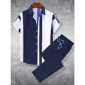 2-Piece Printed Men's Summer Short-Sleeved Button-Down Shirt and Pants Set