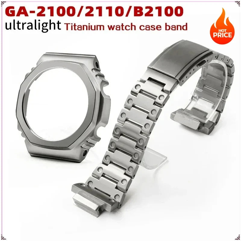 Modification Kit Titanium Case Strap for Ga-b2100 Ga 2100 Ga2110 Casioak Watchband Accessory Refit Bezel Frame No Etching Screws