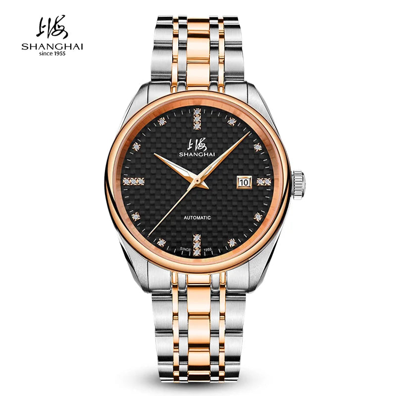 Shanghai Watch Calendar Mechanical Men's Watches 40mm Automatic Watches 316L Stainless Steel 50M Waterproof reloj hombre SH3007