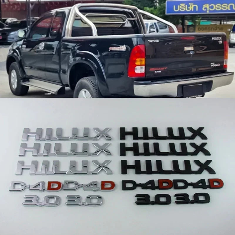ABS HILUX 2005-2015 Logo Car Letter Sticker for Toyota VIGO MK6 MK7 HILUX 3.0 D4D Trunk Decal Badge flank Emblem Accessories