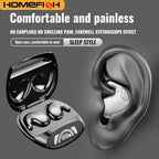 HOMEFISH Sleep Wireless Earbuds Bluetooth 5.3 Ultra - Thin Painless Wear ENC Noise Cancelling Long Battery with LED Display