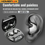 HOMEFISH Sleep Wireless Earbuds Bluetooth 5.3 Ultra - Thin Painless Wear ENC Noise Cancelling Long Battery with LED Display