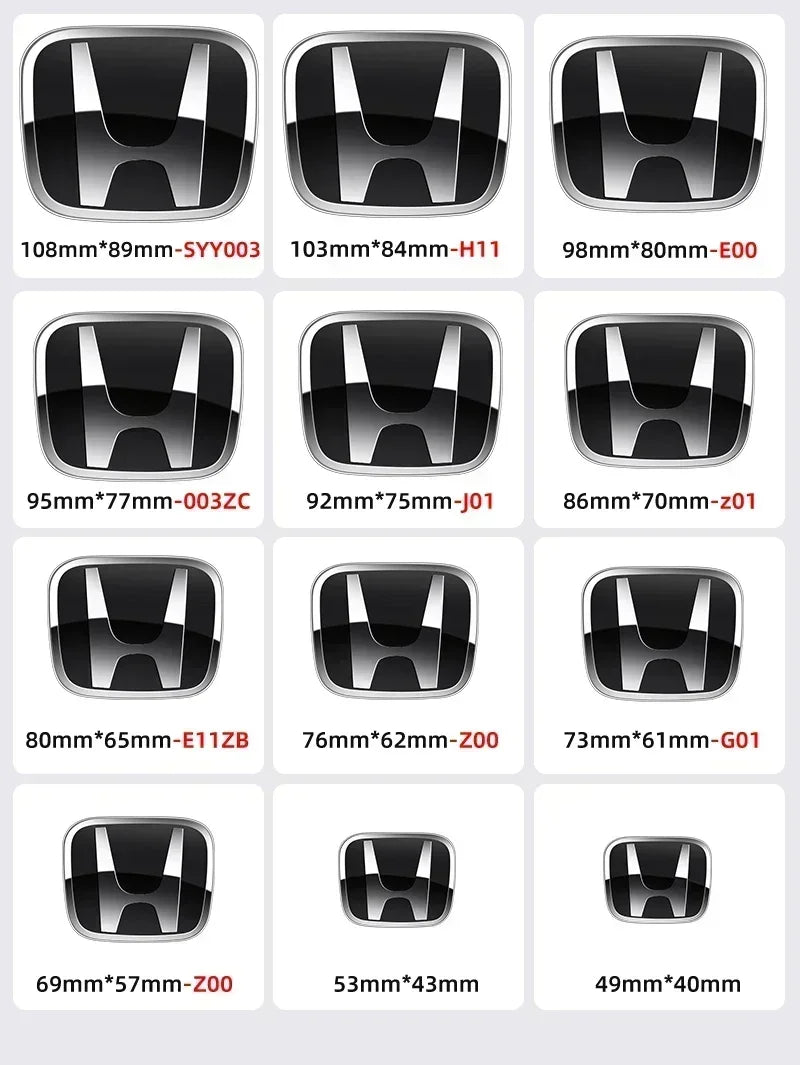 1pcs 3D H Custom Badge Decal for Honda Civic VEZEL CRV City Accord Fit Odyssey Car Hood Front Grill Rear Trunk H Logo Sticker