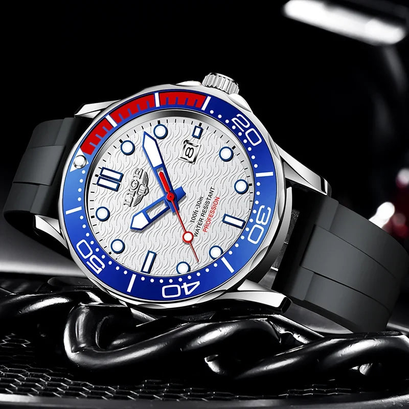 LIGE Men Watch Business Date Watch for Men Luxury Sport Quartz Watches Waterproof Luminous Silicone Wristwatch Relogio Masculino