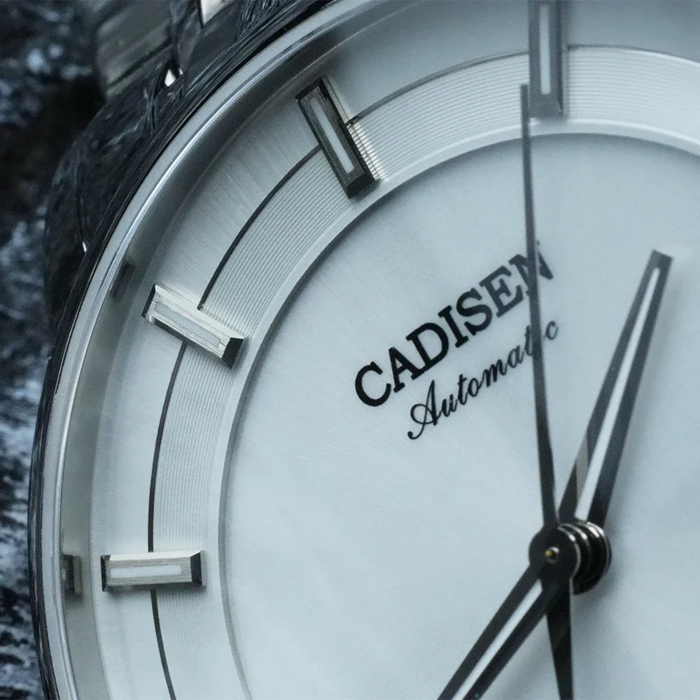 CADISEN Automatic Mechanical Ultra-thin Wriswatch MIYOTA 9015 Top Brand Luxury Curved Single-dome Sapphire Crystal Watch Man