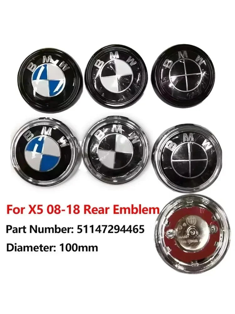 100mm Modified Car Rear Trunk Emblem Cover for BMW X5 2008-2018 Tail Replacement Badge Accessories Part Number 51147294465