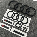 4 Ring Logo Car Front Hood Grill Emblem for Audi Q5 2014-2019 Q5 Sticker Quarrto Sline Side Decoration Rear Trunk Badge Sticker