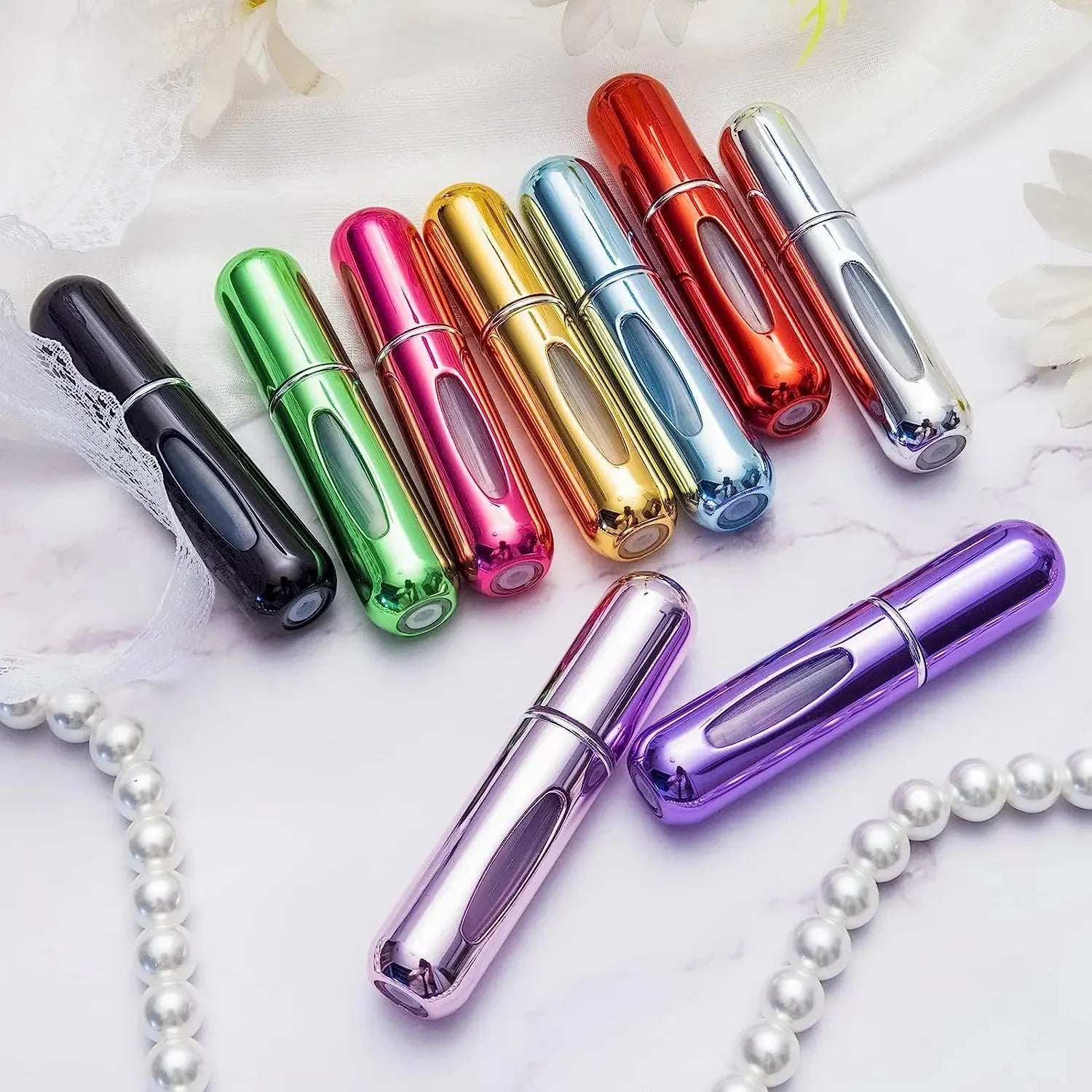 Mini atomizador de botella de Perfume recargable, pulverizador de aluminio, contenedor de líquidos portátil de viaje, herramienta dispensadora de cosméticos, 1 ud.