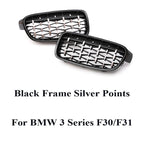 Kidney Front Racing Grille Chrome Black Silver Points Diamond Style Grill For BMW 3 Series F30 F31 2012-2019 320i 328i 330i 340i