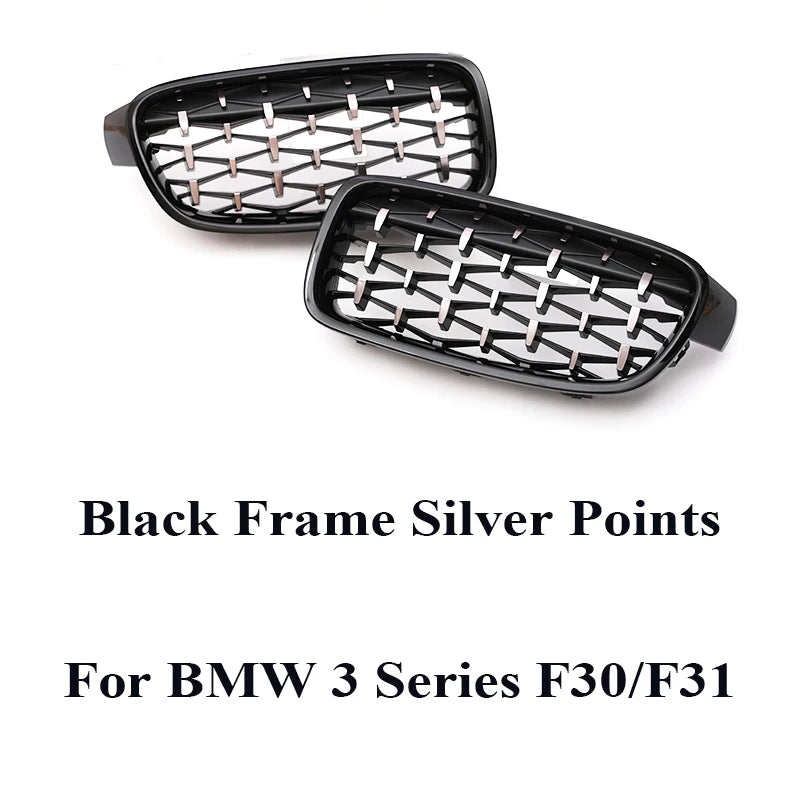 Kidney Front Racing Grille Chrome Black Silver Points Diamond Style Grill For BMW 3 Series F30 F31 2012-2019 320i 328i 330i 340i