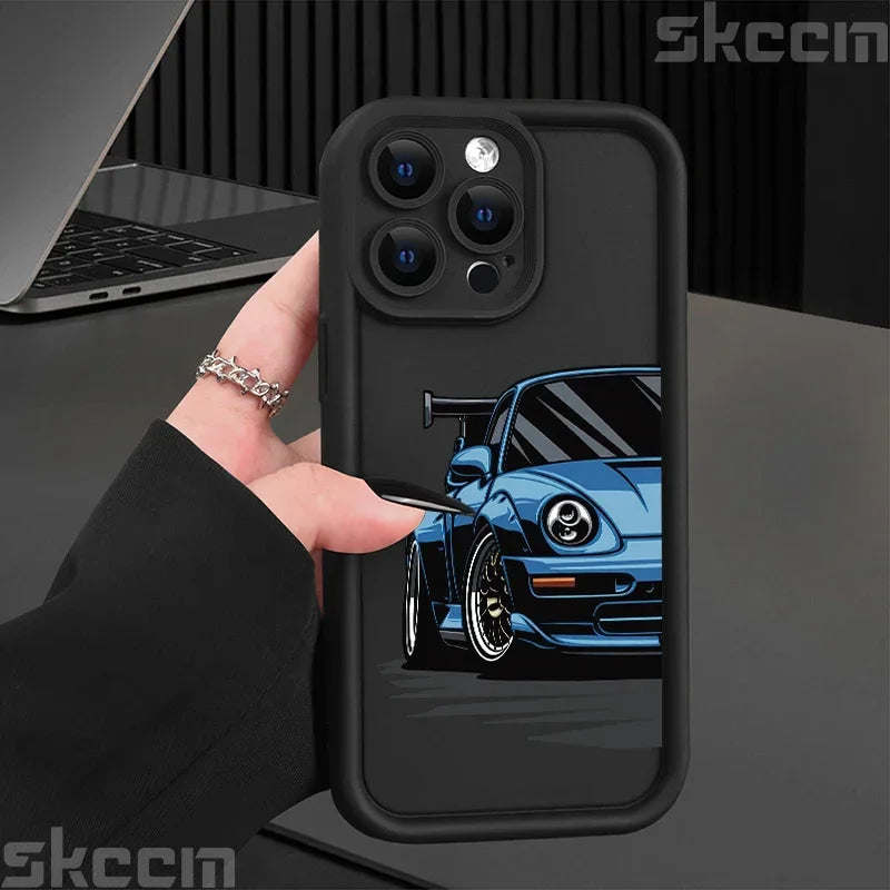 Fashions Car Pattern Silicone Phone Case For iPhone 17 16 Pro Max 15 14 11 12 13 7 8 16 Plus XS X XR Matte Shockproof Soft Cover