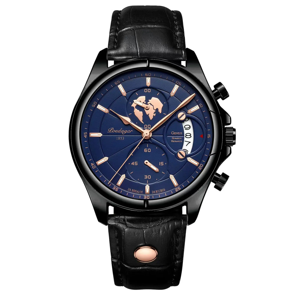 POEDAGAR Luxury Man Wristwatch Chronograph Date Waterproof Leather Men Watch Casual Quartz Men's Watches Sports Male Clock Reloj