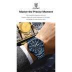 POEDAGAR Sport Original Men Clock Quartz Date Week Luxury Man Wristwatch Waterproof Luminous Stainless Steel Men's Watches Reloj