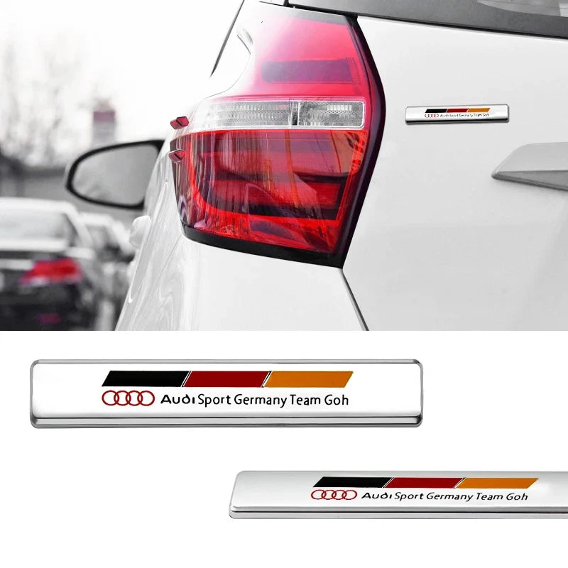 Car Metal Logo Front Grill Badge Decal For Audi Sline A3 A1 A4 B8 B7 A6 C7 A5 A7 A8 B9 B6 C6 Q2 Q3 Q5 Emblem Sticker Accessorie