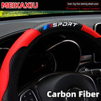 Carbon fiber leather SPORT car steering wheel cover without inner ring, car decoration, suitable for both men and women