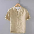 New Cotton Linen Shirts for Men Casual Shirts Lightweight  Short  Sleeve Henley Beach Shirts Hawaiian T Shirts for Men