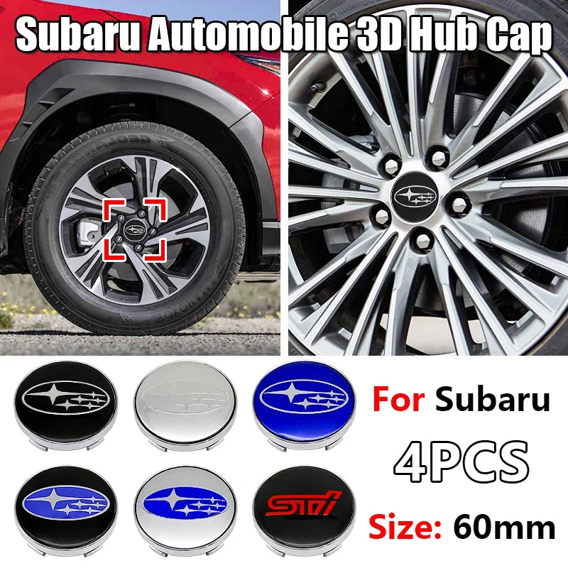 For Subaru STI XV Tribeca Forester Impreza Outback Legacy  56/60mm Car Wheel Center Badge Stickers Hub Cover Emblem Decal