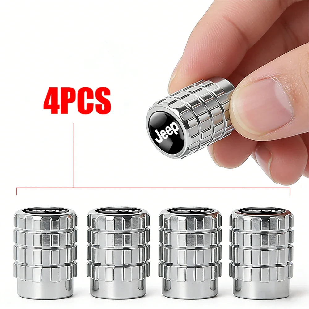 4Pcs Car Emblem Valve Cap Wheel Valves Dust Cover Tire Accessories For Jeep Wrangler Renegade Compass Gladiator Cherokee JL JK