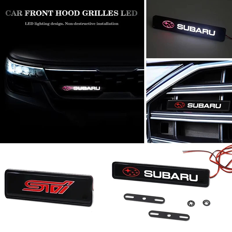 LED Car Front Grille Emblem Badge Light Decoration for Subaru STI XV WRC WRX BRZ FORESTER IMPREZA LEGACY OUTBACK Crosstrek