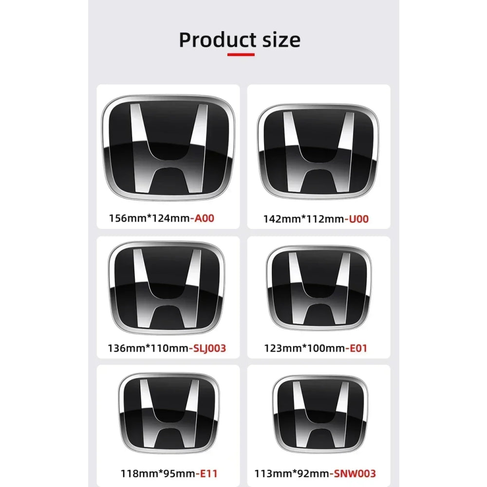 Car Hood Front Grill Rear Trunk H Emblem Logo Sticker For Honda Civic Fit Jazz Accord CRV HRV City Odyssey Passport Pilot Vezel