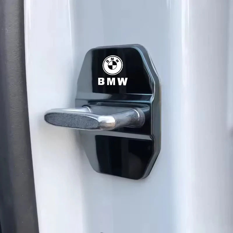 4Pcs Zinc Alloy  Car Door Lock Buckle Protection Cover Anti-Collision Shock Absorbing Cushion Stickers For BMW G80 G06 G07 G42 G