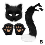 Guantes de máscara de cola de piel esponjosa, guantes de manos con patas de gato y máscara de lobo Therian, conjunto para disfraz de Halloween, accesorios para fiesta