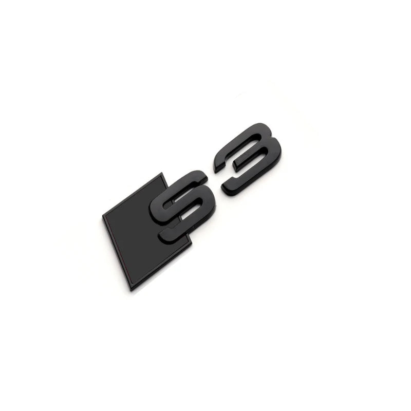 For AUDI S3 2010-2020 Car Front Grille Replace Emblem ABS Glossy Black Rear Badge Modified Sticker 4Ring Logo Sline Decoration