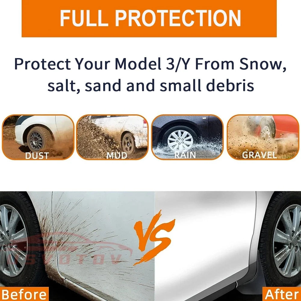 Protect Paint Mud Flap for Tesla Model 3 Y Accessories 2025 2026 Mud Flaps Tire Splash Guard All Weather Car Mudflap Accessories