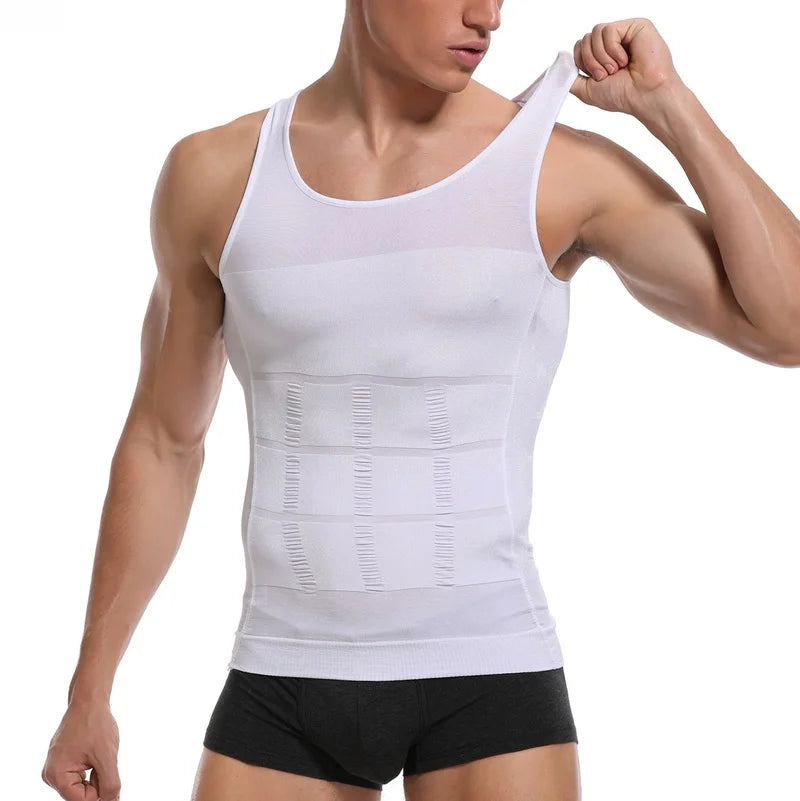 Compression Shirt Slimming Body Shaper Vest Men Gym Workout Sleeveless Gynecomastia Abdomen Waist Trainer Shapewear