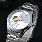 Orient Watch  Double Lion Japanese Fully Automatic Mechanical Watch Hollowed Out Business Men's Watch Stainless Steel Strip