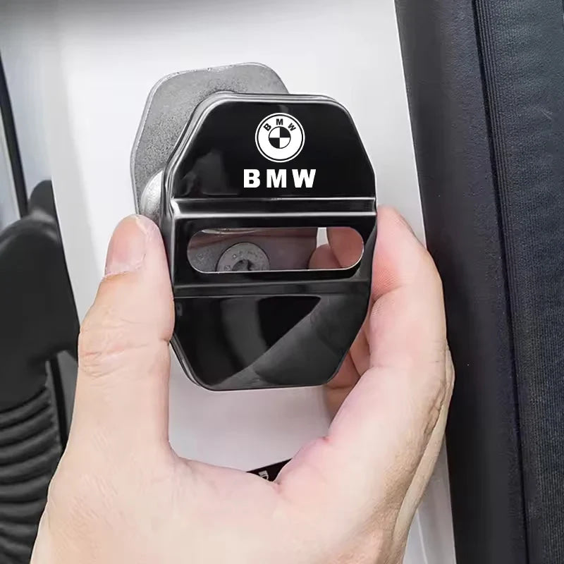 4Pcs Zinc Alloy  Car Door Lock Buckle Protection Cover Anti-Collision Shock Absorbing Cushion Stickers For BMW G80 G06 G07 G42 G