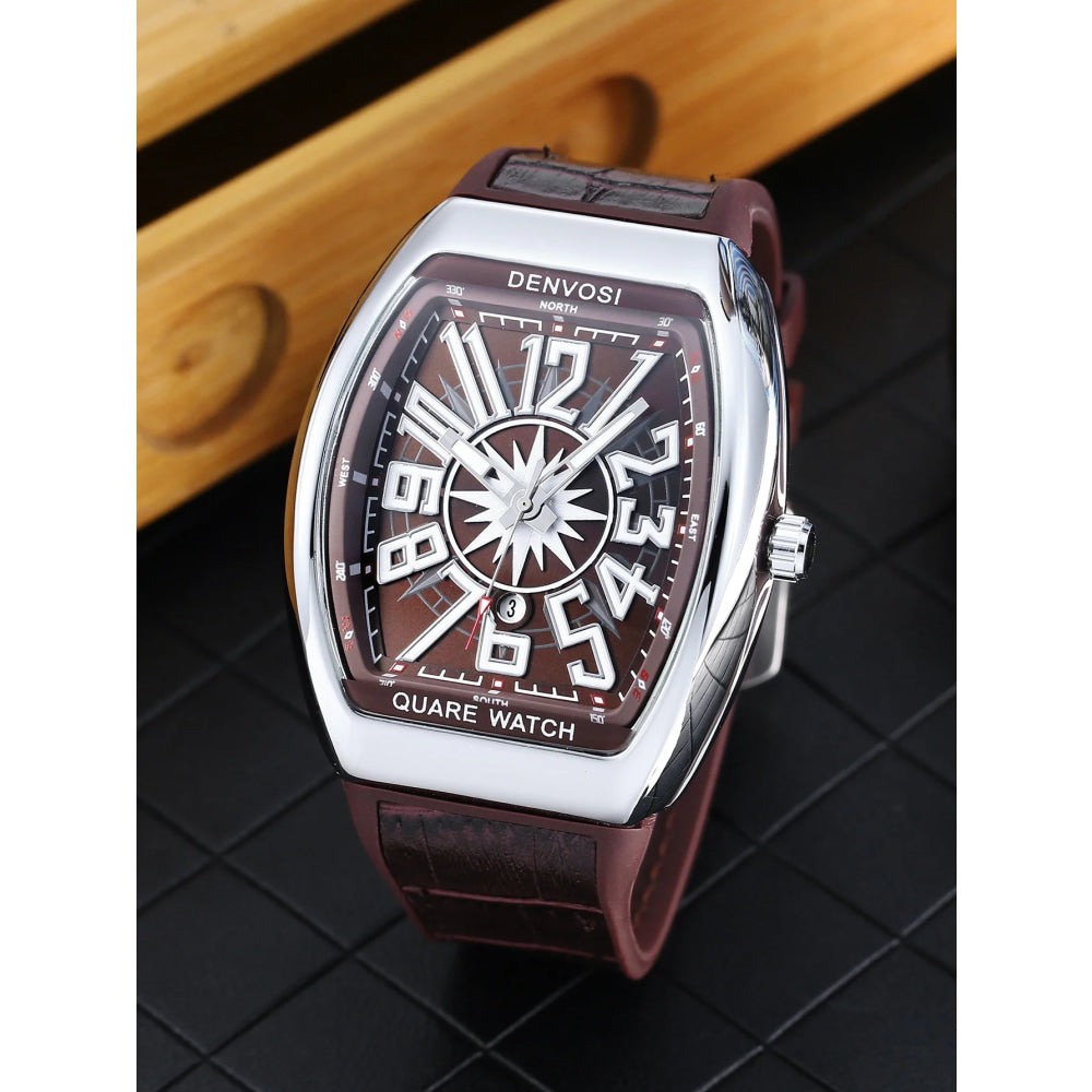 DENVOSI Men's Barrel shaped Watch, Luxury Fluorescent Silicone Strap, Men's Fashion, Leisure, Sports Quartz Watch