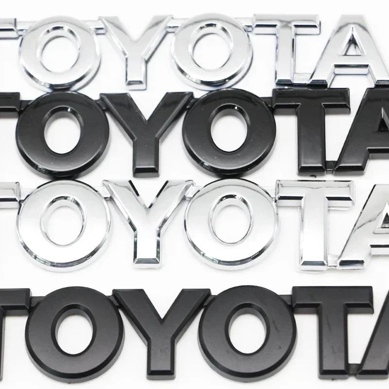 3D ABS Glossy Black Silver Letters Trunk Emblem Stickers Car Accessories Modified For Toyota camry chr corolla rav4 Car Sticker