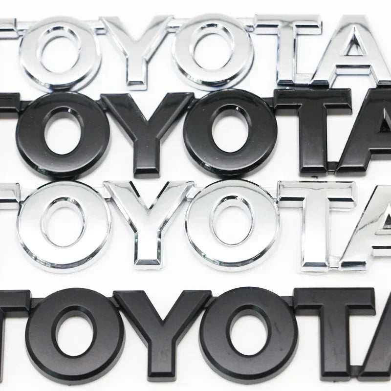 3D ABS Glossy Black Silver Letters Trunk Emblem Stickers Car Accessories Modified For Toyota camry chr corolla rav4 Car Sticker